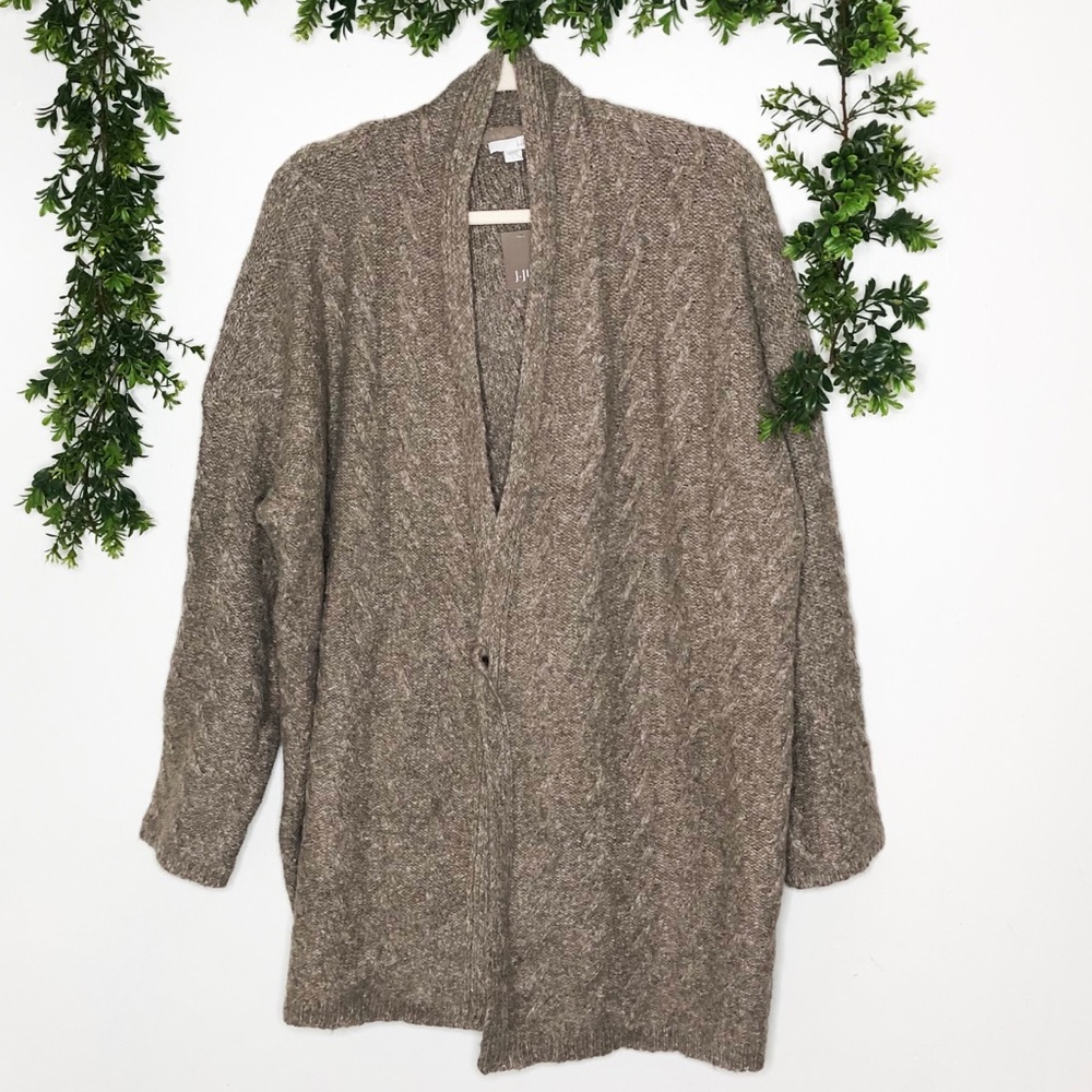 J. Jill Open Cardigan Cotton Alpaca Blend Mocha
